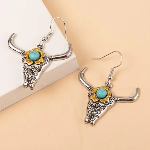 Turquoise Decor Drop Earrings - Picture 1 of 2